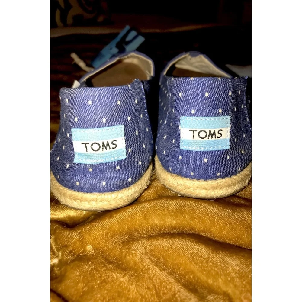 Tom’s Polka Dot Alpargata Flat Espadrille, Size 8 M